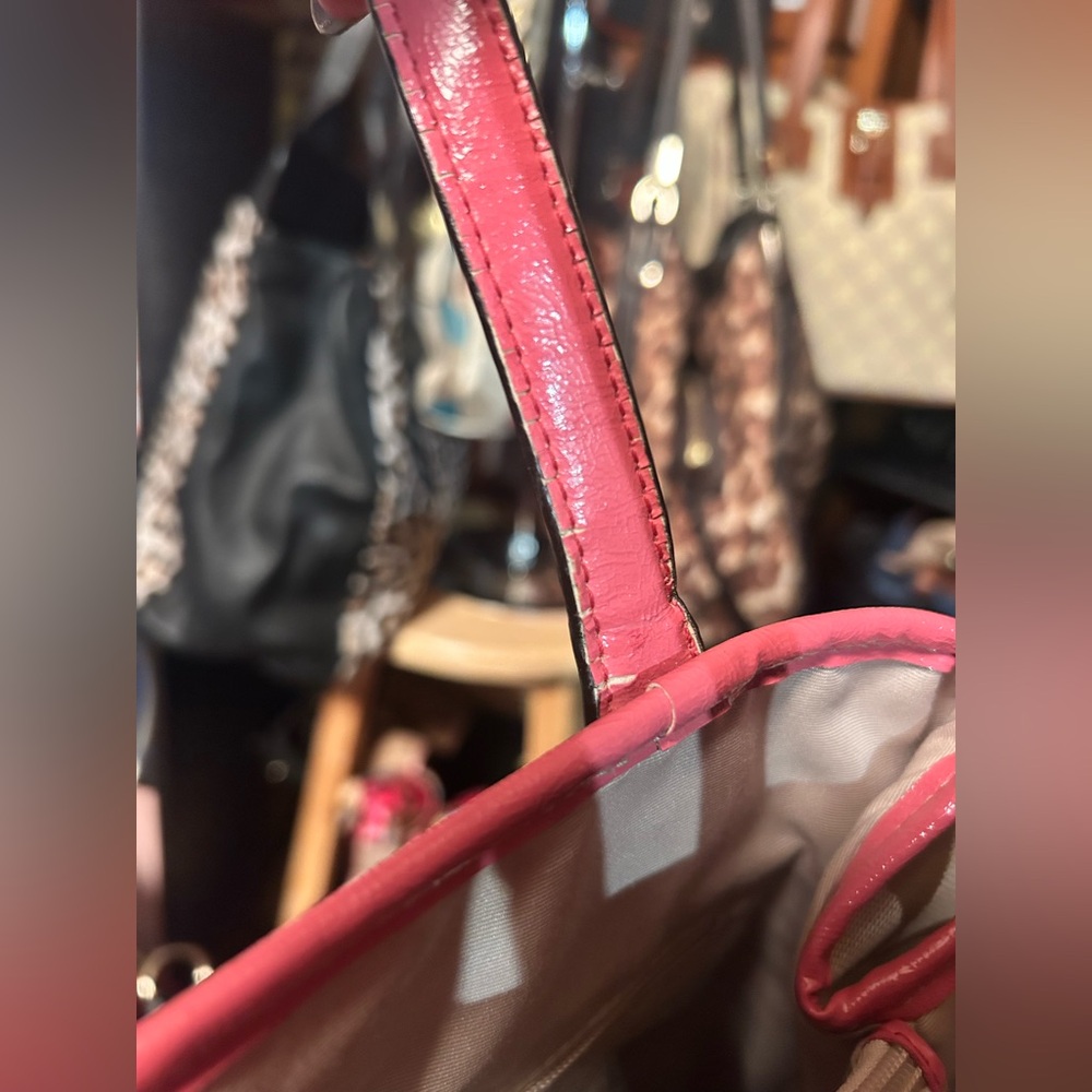 2013 Coach Pink Signature Stripe Carryall Tote Satchel Bag w/ Duel Hangtags - Picture 10 of 15